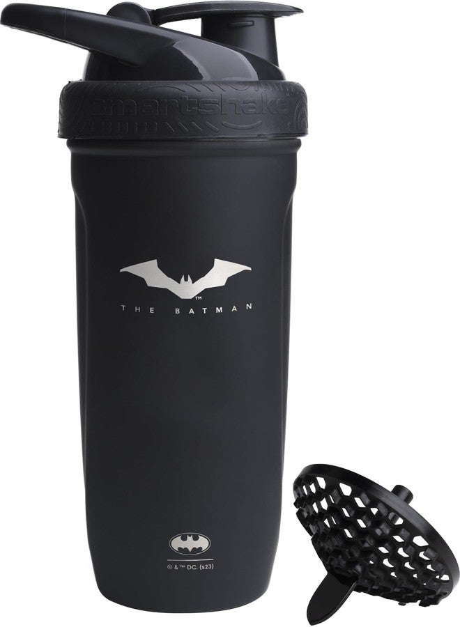 Smartshake DC COMICS Reforce Stainless Steel Protein Shaker Bottle 900 ml | 30 oz - Leakproof Screw-on Lid - BPA Free – Unisex - Non Insulated - Batman - Image 1